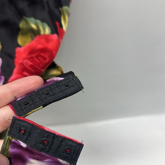 Victorias Secret Teddy Bodysuit Vintage Pure Silk Floral Satin Black Size Medium - Picture 7 of 8